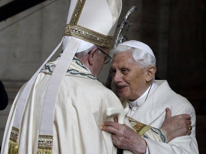 Pope Francis said Pope Emeritus Benedict was a noble, kind man and a gift to the Church and world. (AP PHOTO)