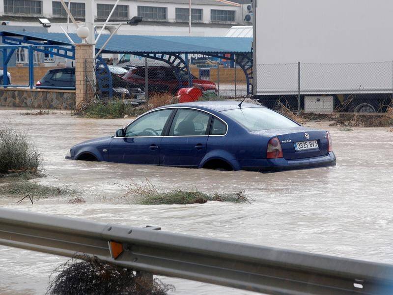 Three people have died in torrential downpours in southeast Spain, authorities say.