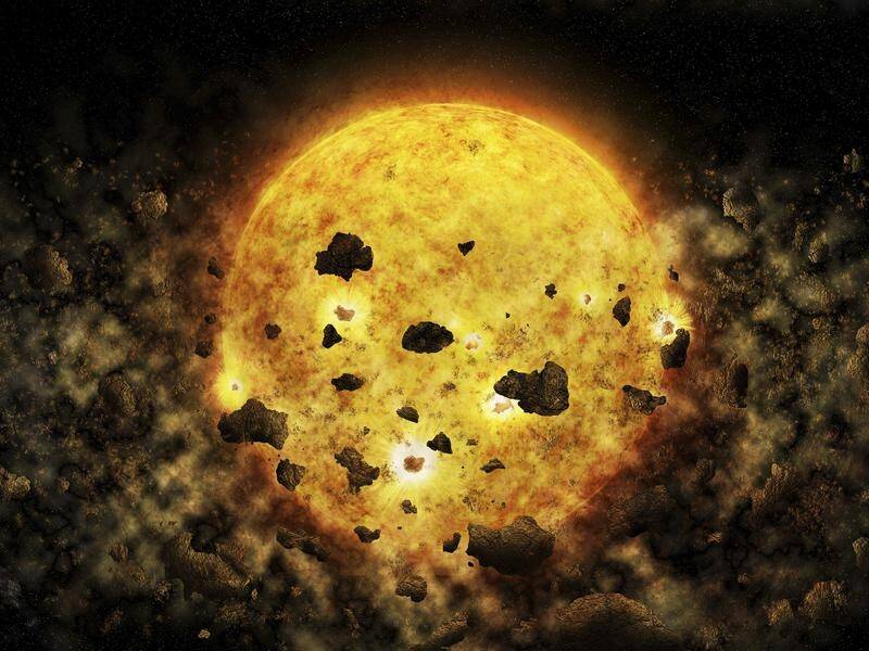 Debris surrounding the star RW Aur A, which could be munching on a planet or mini-planets.