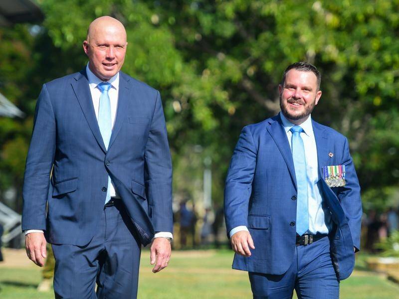 Defence Minister Peter Dutton (left) with federal member for Herbert Phillip Thompson.