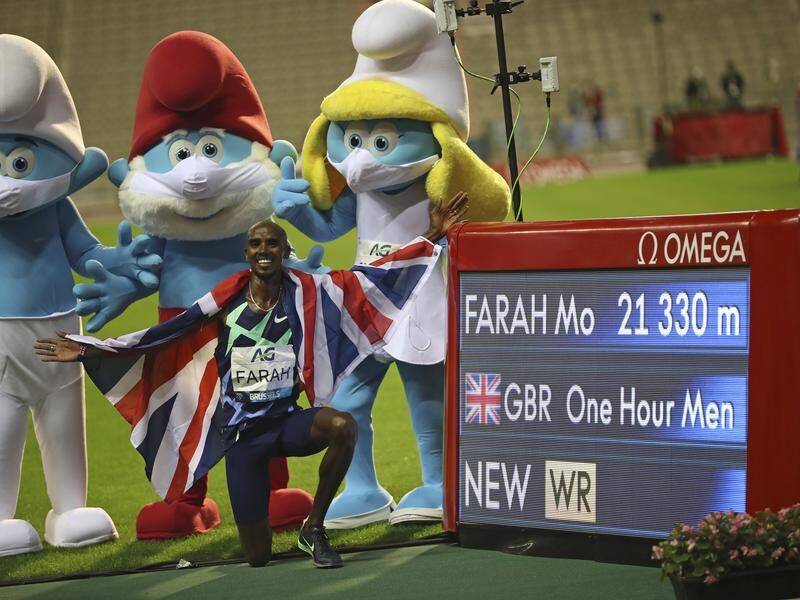 Mo Farah won the One Hour Men's race, at the Diamond League meeting with a world record 21.330m.
