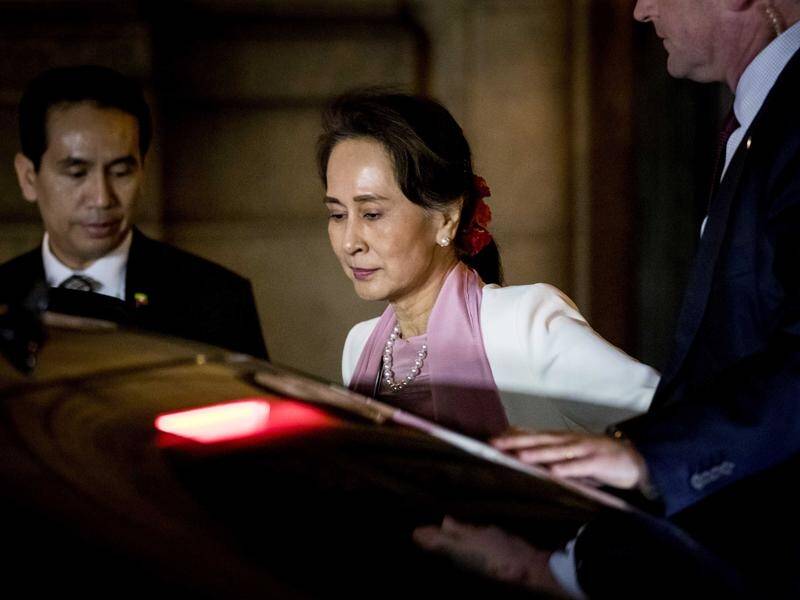Myanmar's leader Aung San Suu Kyi denies accusations of genocide against the Rohingya people.