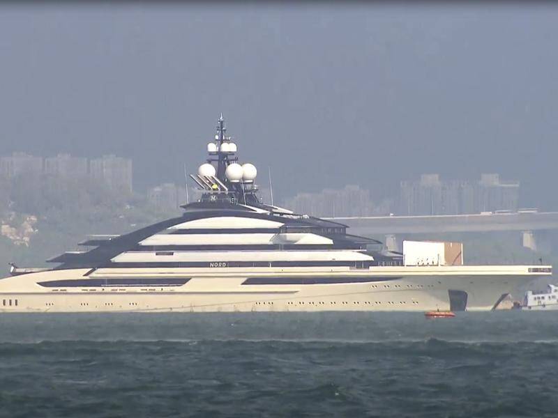 A luxury yacht connected to Russian tycoon Alexey Mordashov has docked in Hong Kong. (AP PHOTO)