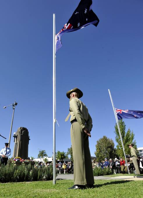 Anzac Day march down Baylis Street. Picture: Les Smith