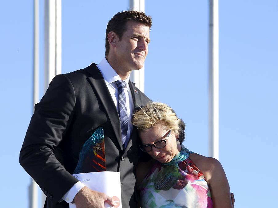 Australian of the Year 2015 Rosie Batty with National Australia Day Council chairman Ben Roberts-Smith, VC. Fairfax image.