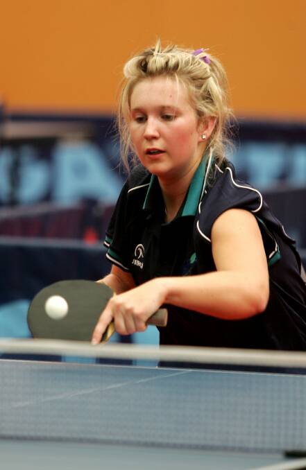A 16-year-old Melissa Tapper competes at the 2006 Table Tennis Australian Youth Championships, held at Hamilton's Indoor Leisure and Aquatic Centre.