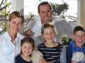 Kim and Geoff Hunt with their children Phoebe, Mia and Fletcher last year. Picture: Les Smith
