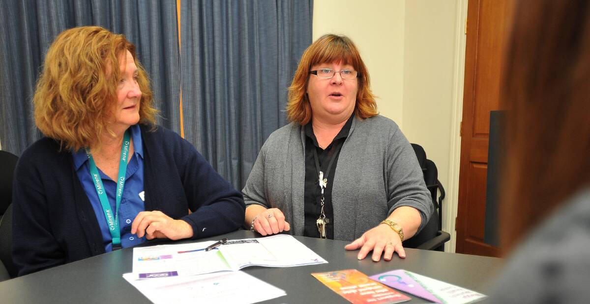 Manager of Wagga Women’s Health Centre, Gail Meyer and community
development worker Julie Mecham provide women with consultation services in information so they can make informed choices. Picture: Kieren L Tilly