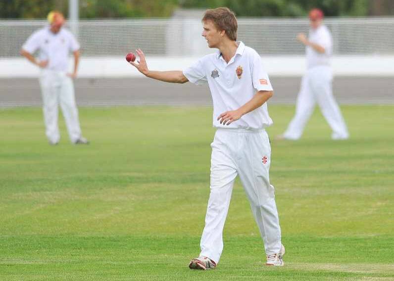 Lake Albert bowler Sean Gaynor prepares for his next ball to St Michaels. Picture: Kieren L Tilly
