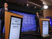 Labor shadow treasurer Jim Chalmers (left) and Treasurer Josh Frydenberg during the Treasurers Debate at the National Press Club. Picture: James Croucher