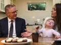 Opposition Leader Anthony Albanese speaks to a member of advocacy group The Parenthood in Sydney last Wednesday. Picture: AAP