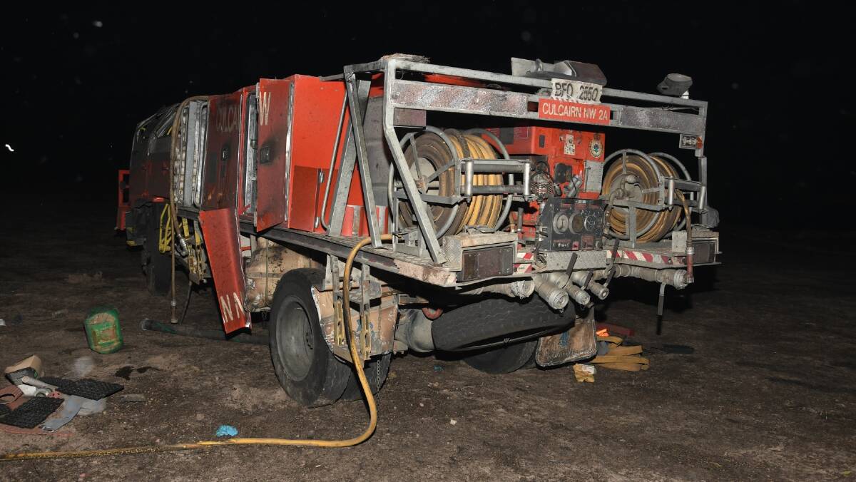 DAMAGE: Rodney O'Keeffe and Samuel McPaul were on the back of this 10-tonne fire truck when it rolled onto its roof during a fire tornado at Jingellic on December 30, 2019. Mr McPaul was crushed and Mr O'Keeffe was burnt. 