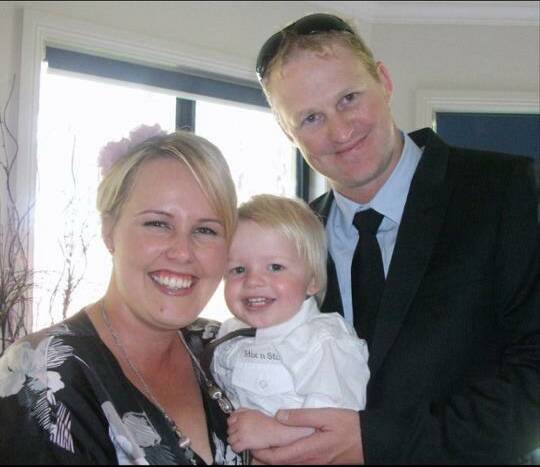 DEVASTATED: Damien Wallace, right, lost his partner Lisa and son Jack in the crash. 