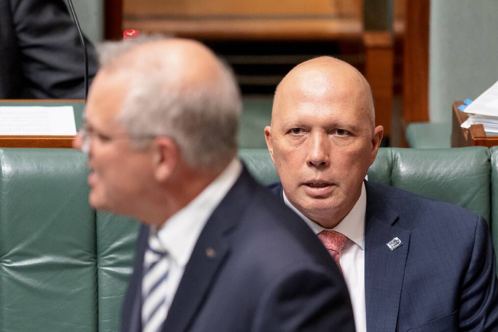 WAR TALK: Ray Goodlass says Prime Minister Scott Morrison and Defence Minister Peter Dutton (right) have been talking up the threat of China. Picture: Sitthixay Ditthavong