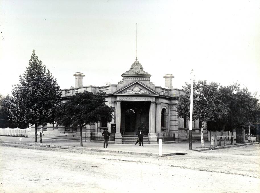 CHAMBER: Wagga's Council Chambers, seen here about 1910, were completed in 1882 on the site of Cobb and Cos coaching depot on the corner of Baylis and Morrow Streets. Photo: Anthony Brunskill Album, Museum of the Riverina.