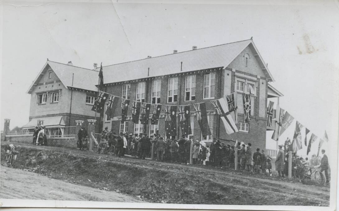 SCHOOL: Wagga High School on the corner of Macleay and Coleman Streets soon after completion of the first building on this site in 1917. Photo: CSURA RW5 366
