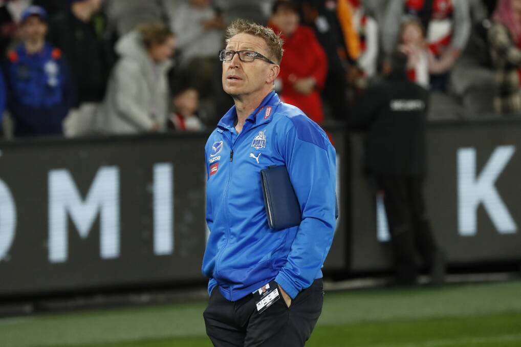 TENUOUS: North Melbourne's David Noble's position appears tenuous in his second season as senior coach, according to Howard Kotton. Picture: Darrian Traynor/AFL Photos/Getty Images