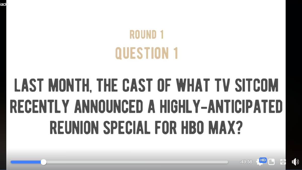 KNOW THE ANSWER: Just one of the questions from The Greenroof Hotel online trivia night. 