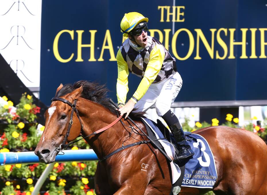 Clearly Innocent, ridden by jockey Tommy Berry, won the Country Championships final at Royal Randwick last year, earning the Scone Advocate’s selected local charity, Aberdeen Men's Shed, $5000 as part of the TAB Editors’ Challenge. Photo: bradleyphotos.com.au