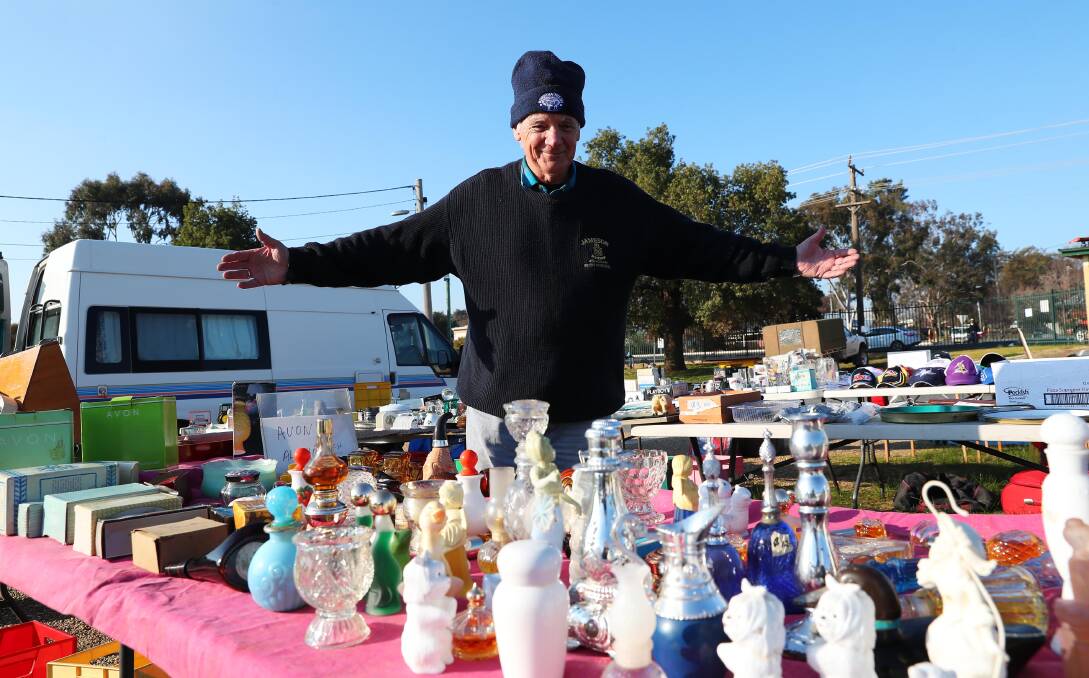 Don McGlone shows off his goods at last year's Swap Meet. Picture: Emma Hillier