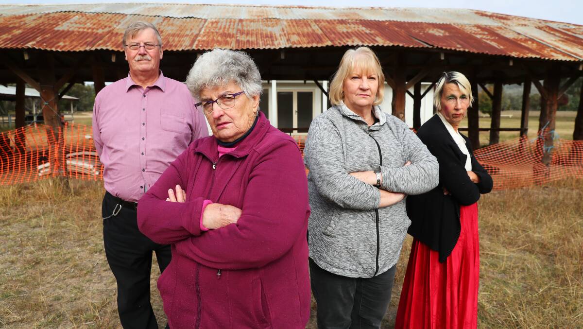 NOT HAPPY: The Rock Show Society's Laurie Thiele, Ann Taylor, Trish Ingold and Christine Hardwick are fighting to protect a historic sheep pavilion with 'great potential'. Picture: Emma Hillier