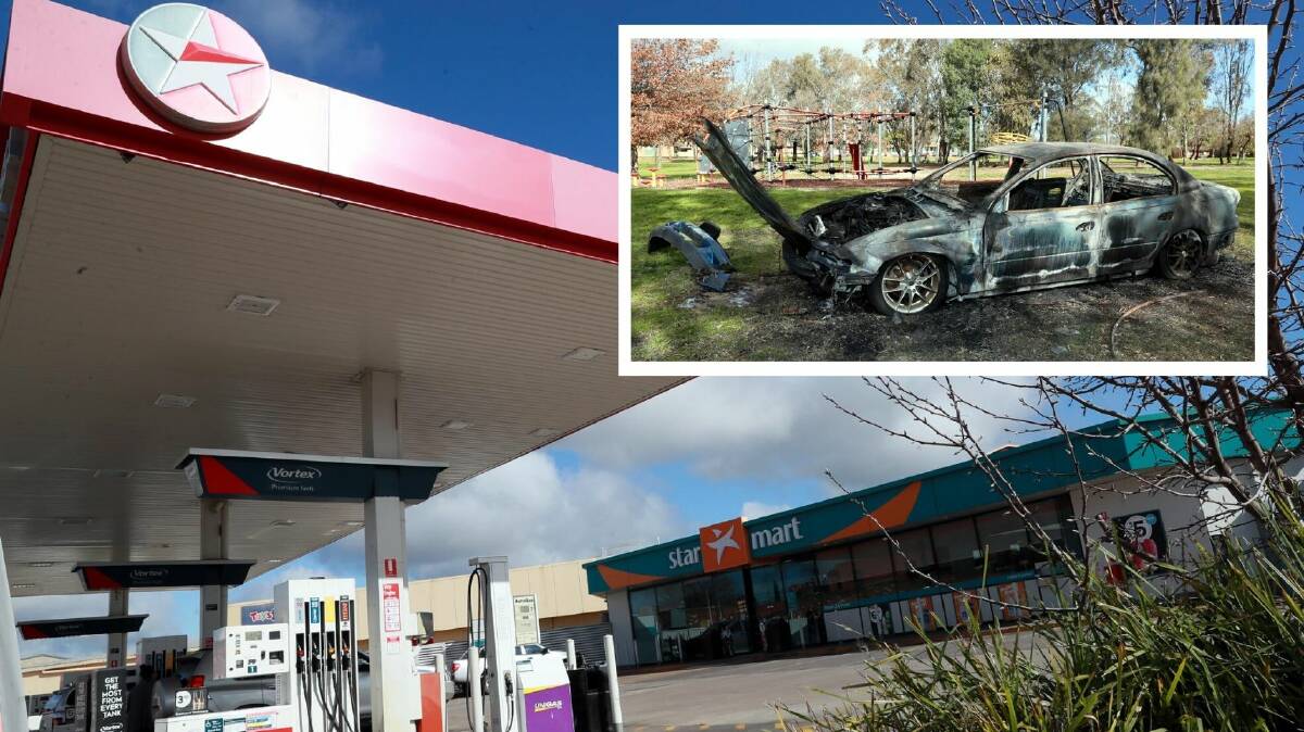 GETAWAY: The offenders involved in an armed robbery at the Fitzmaurice St Caltex are believed to have gotten away in a car later found burnt. Pictures: Les Smith