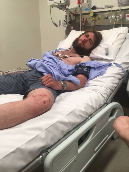 Blake Willis in hospital after being assaulted on New Year's Day. Picture: Contributed