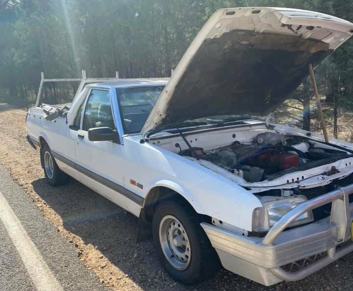 The car was left without a battery and radio system along Coolamon Road. Picture: Contributed