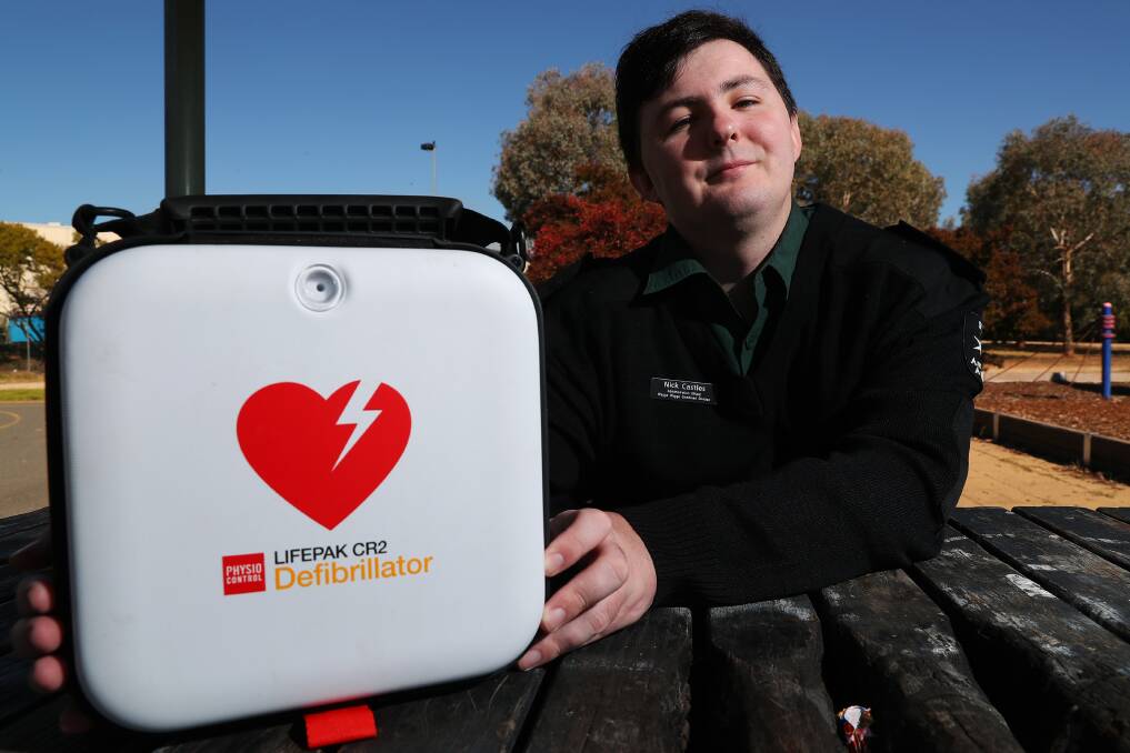 VITAL: St John Ambulance's Nick Castles says a defibrillator is easy and safe to use, even for those with no first aid experience. Picture: Emma Hillier