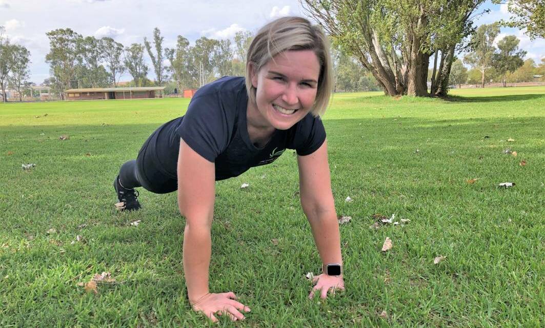 STAYING STRONG: Marliese Heffernan joins Active Farmers' home workout program. Picture: Rachel McDonald