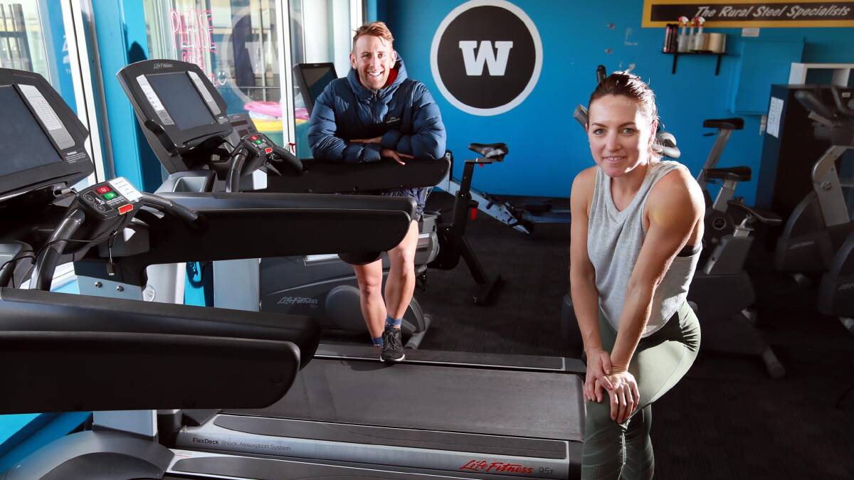 READY, SET, GO: Dayna Kahlefeldt and Brendan Lee at Workout Wagga are keen to get back into the swing of things. Picture: Les Smith