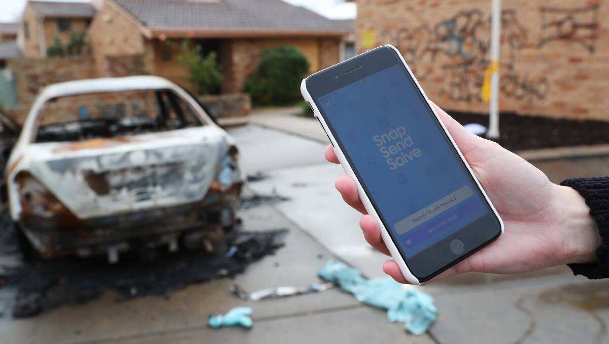 SNAP SEND SOLVE: The community reporting app can help see issues like graffiti or littering fixed, with Wayne Deaner making note of the Bruce Street flats as an example of eyesores in Wagga. Picture: Emma Hillier