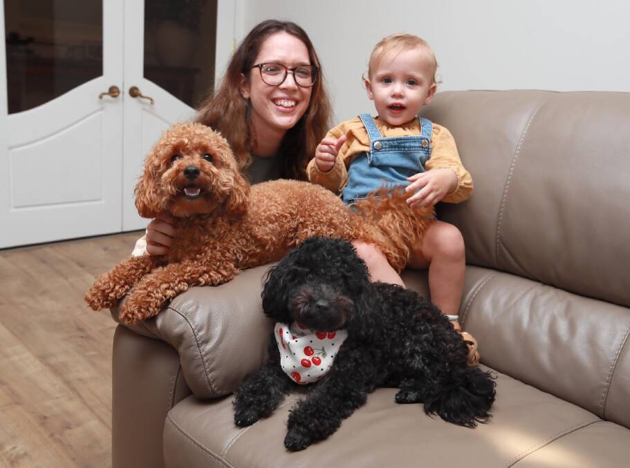 BEST PAW FORWARD: Amy Lewington and her daughter Elsie Eva take their dogs Teddy and Trixie to get groomed every six weeks. Picture: Les Smith