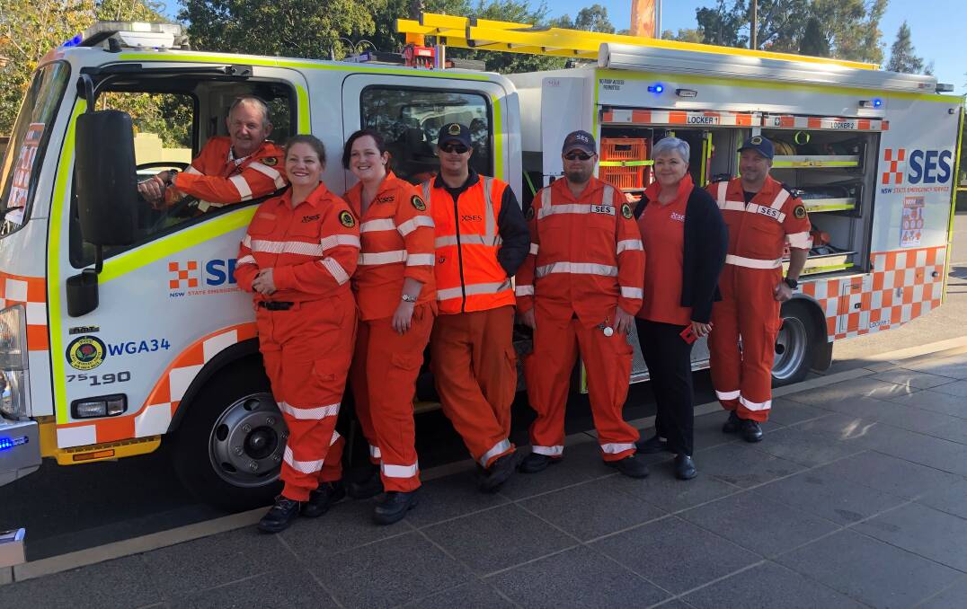 Mayor Greg Conkey, with SES volunteers Sandy Butler, Allisyn Dickson, Adrian McKinney, Joshua McIntosh, Lee Hesketh and Barry Griffiths. Picture: Jessica McLaughlin
