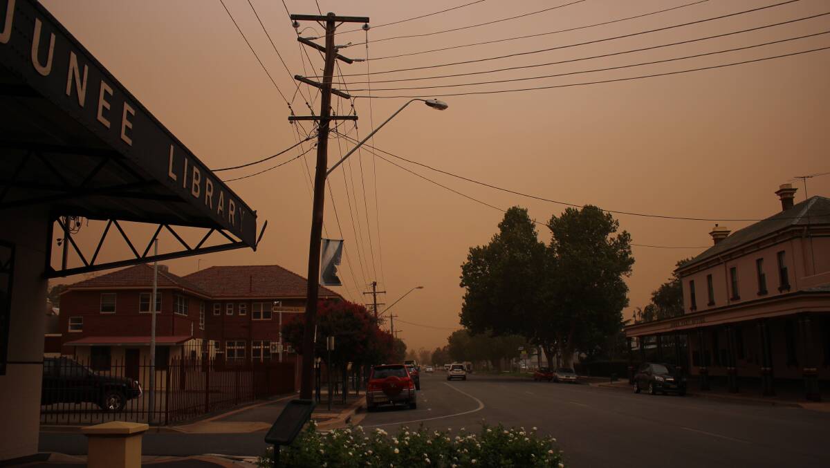Junee is suffering from the dust too with roads closed and diverted for safety. Picture: Emma Horn