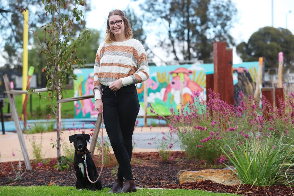 Paige Ellis and her Labrador-cross, Frankie, are lucky to have a rental property that allows pets. Picture: Emma Hillier