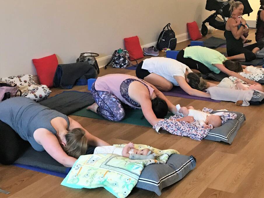 BREATHE: Wagga mums turn to Mamabe's Mums and Bubs post-natal yoga classes for physical and mental health benefits. Picture: Jessica McLaughlin
