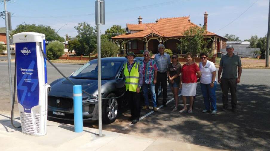 Community members at the installation of the charging station in Narrandera.