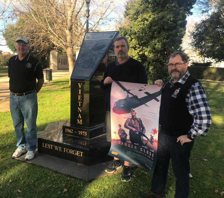 Dave Gardiner, Dave Abbott and Richard Salcole commemorate the service veterans and current serving members. Picture: Jessica McLaughlin