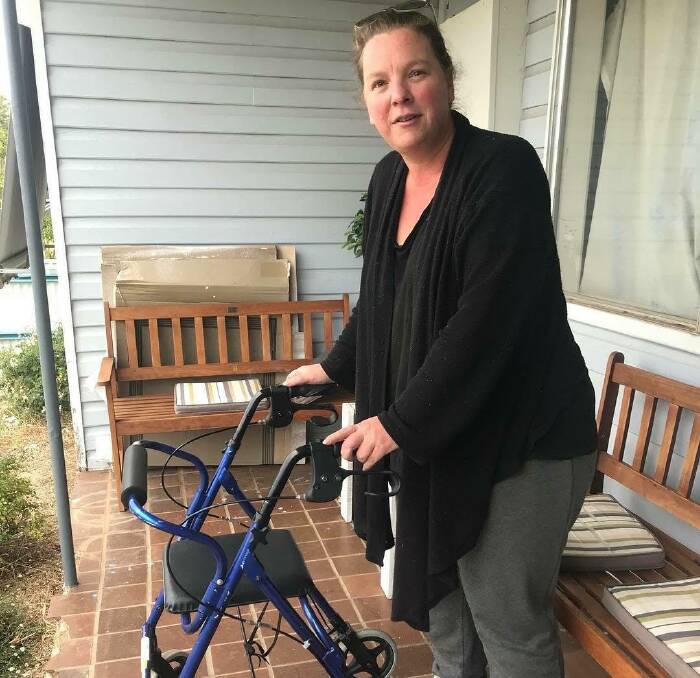 Natalie Cook has to use a walker to assist her. Picture: Supplied