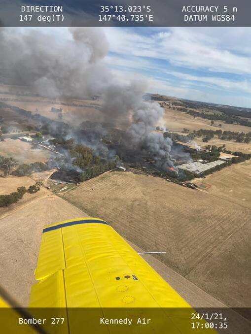 Aerial footage from the Bomber 277 of the Tarcutta fire. Picture: NSW Riverina Zone RFS