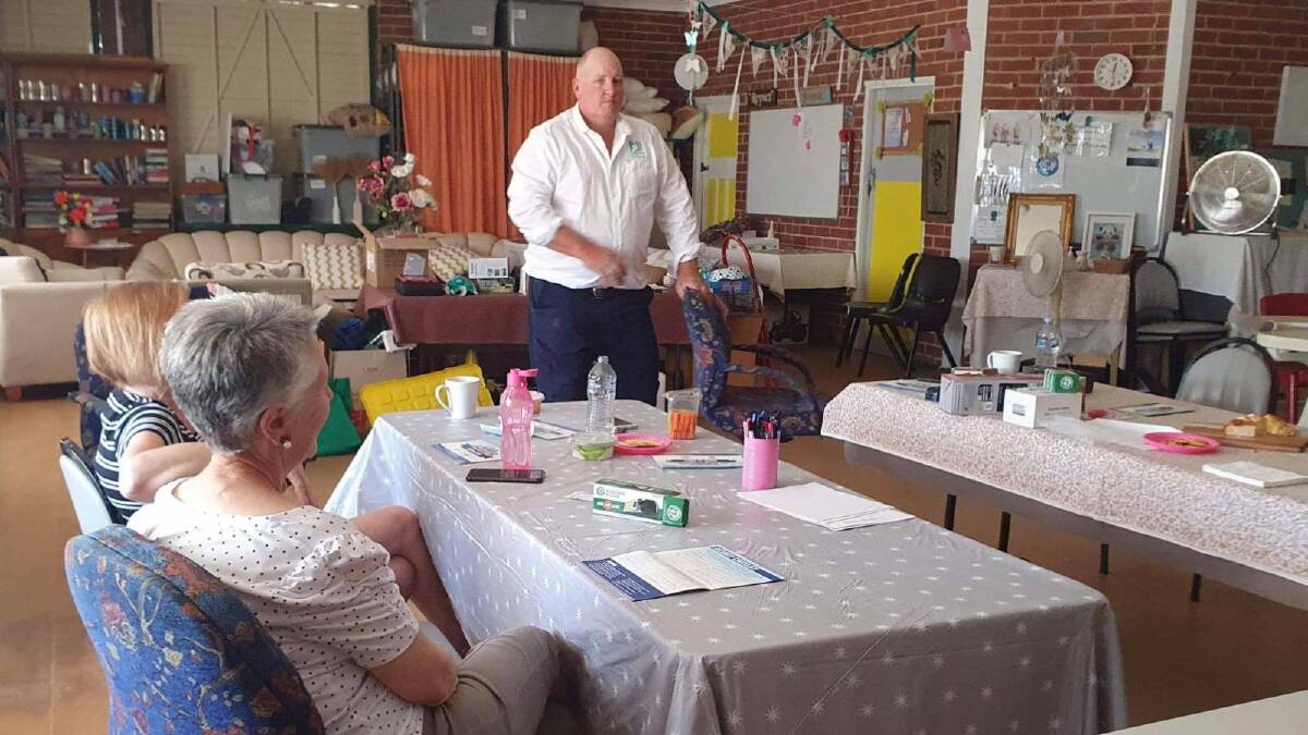 Wayne Deaner shares home security tips with those at the Wagga Women's Shed. Picture: Contributed