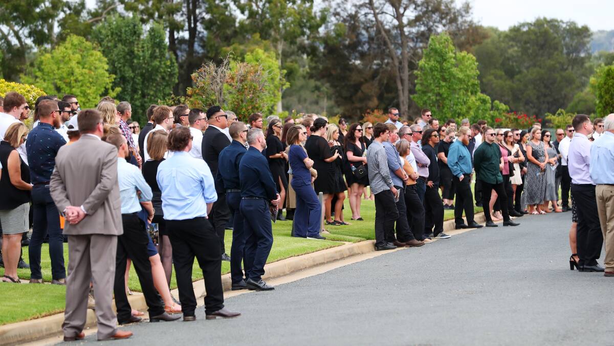 Crowds of friends and family members attended Braidy North-Flanagan's funeral in Lake Albert on Friday. Picture: Emma Hillier