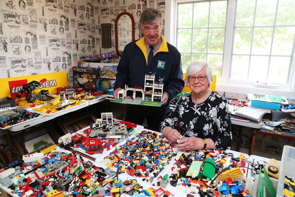 Tom Looney and Robyn Jessiman prepare for the Brick Spectacular. Picture: Emma Hillier