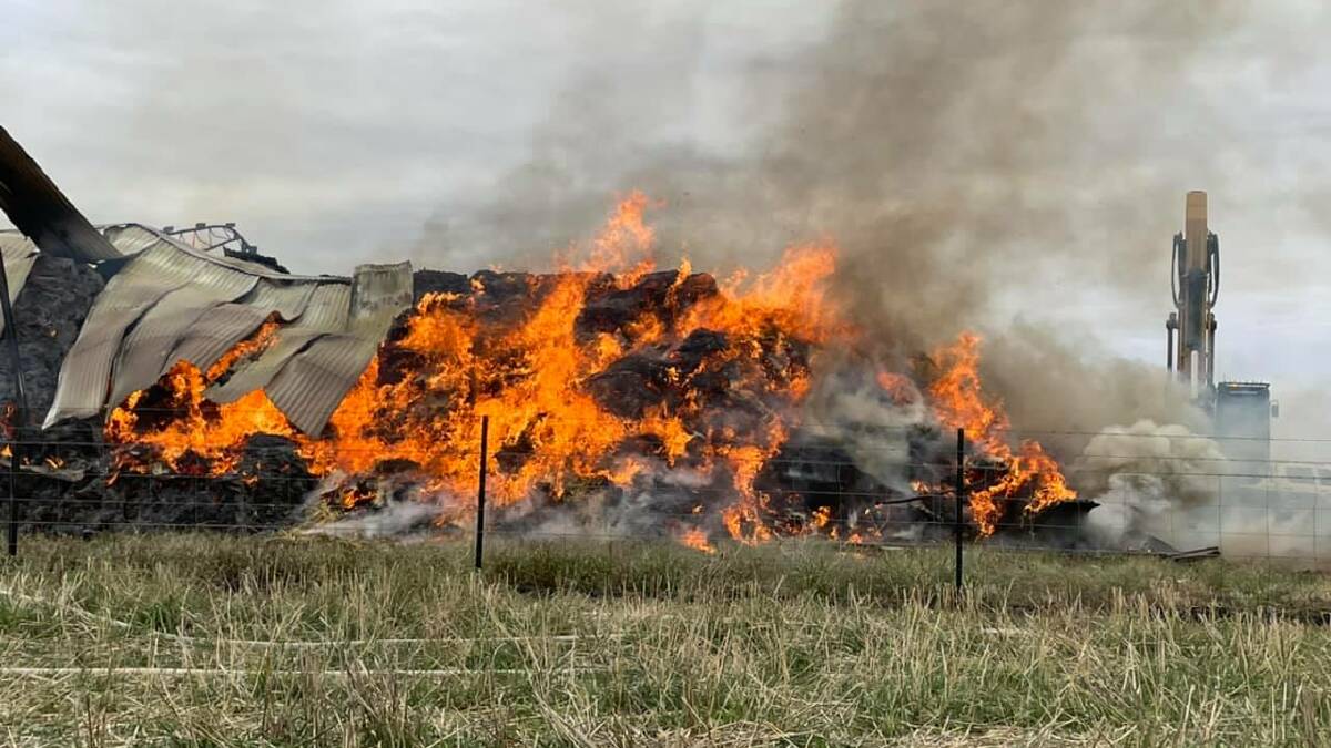 Uranquinty hay stack fire. Pictures: NSW RFS - Uranquinty Brigade