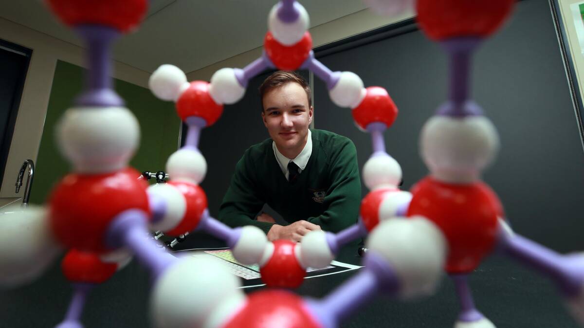 Hugo Currie, 17, has discovered a way to predict the existence of new nuclides and, possibly, new elements. Picture: Les Smith