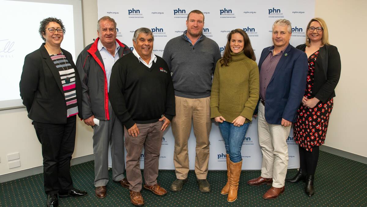 MPHN Board Chairwoman Jodi Culbert, storytellers Ross Edwards, Greg Packer, Michael Gooden, Ginny Stevens, and Graeme Kruger, and MPHN CEO Melissa Neal. Picture: Contributed
