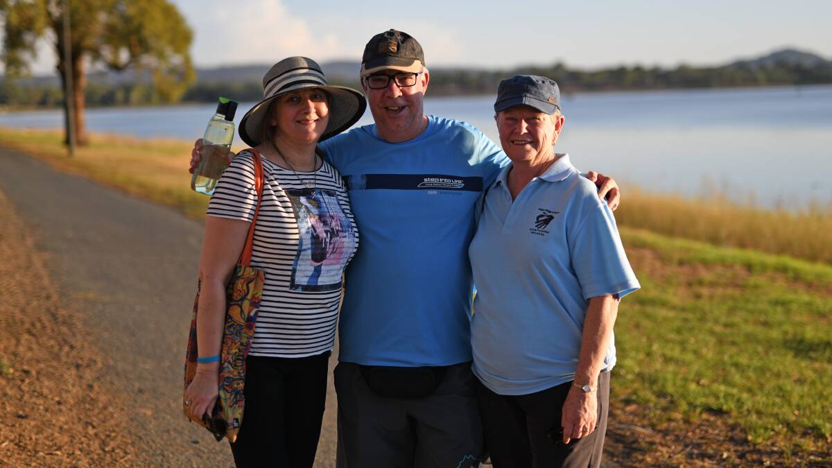 SUPPORT NETWORK: Carolyn Dodd, Mark Rudd and Nola Baker joined in last year's Ripples of Hope walk around Lake Albert to support their community and those who have lost loved ones to mental health.