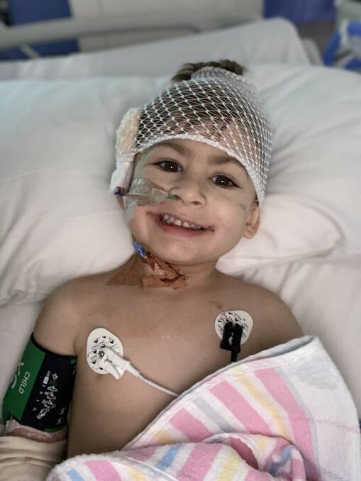 Finley Owens, 3, never lost his smile during his time in hospital. Picture: Contributed