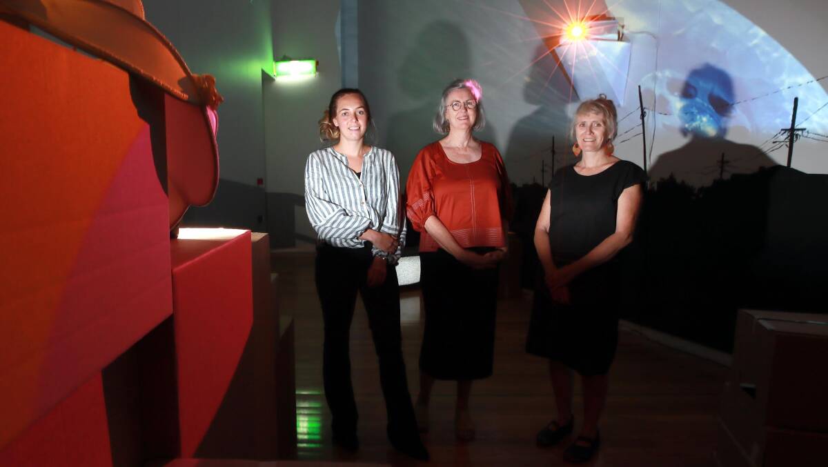 INTERACTIVE: Tayla Martin, Lee-Anne Hall and Maryanne Gray are excited to show Wagga's youth what the art gallery has to offer. Picture: Les Smith